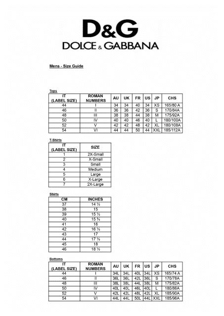 dolce gabbana sizing chart|dolce and gabbana two piece.